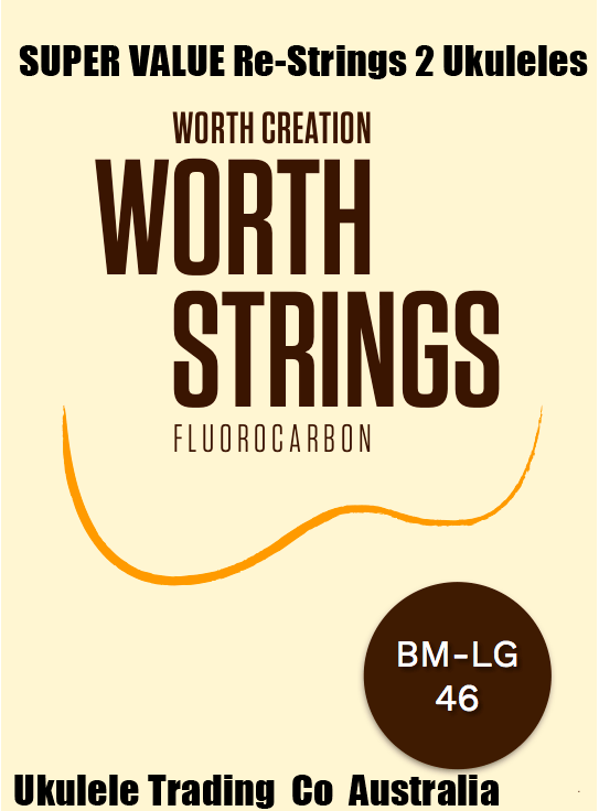ukulele-trading-co-australia - BM-LG   Worth Brown Medium Low-G Soprano/Concert - 2 Restrings per Packet = Super Value - Worth - Strings