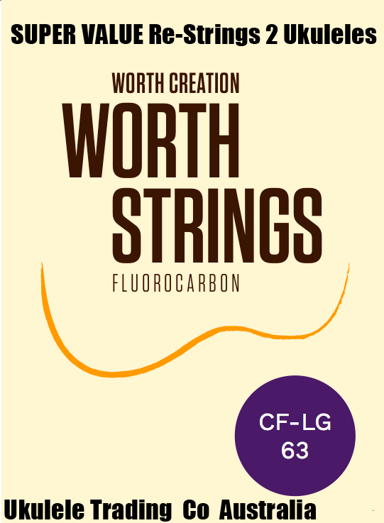 ukulele-trading-co-australia - CF-LG Worth Clear Fat Low-G Tenor Ukulele Strings - 2 Restrings per Packet = Super Value - Worth - Strings