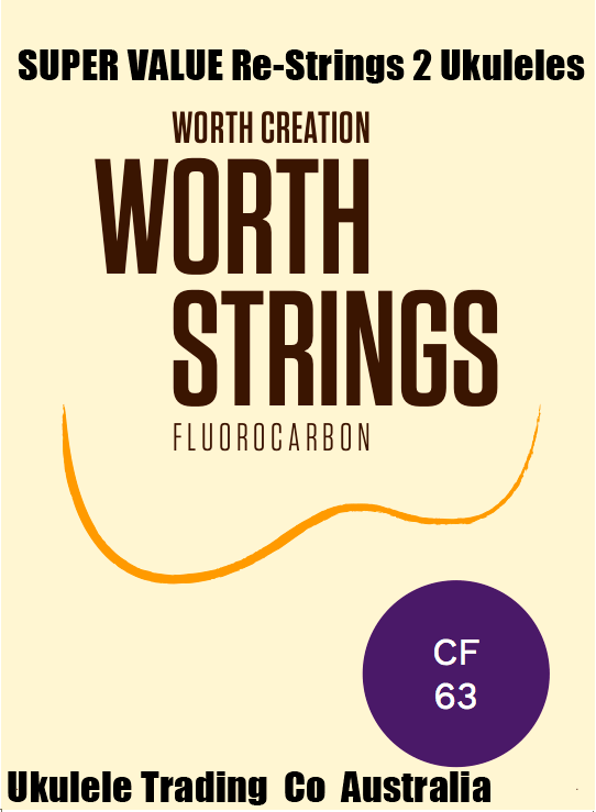 ukulele-trading-co-australia - CF  Worth Clear Fat Tenor Ukulele Strings  - 2 Restrings per Packet - Worth - Strings