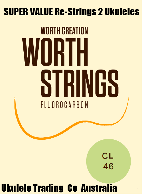 ukulele-trading-co-australia - CL  Worth Clear Light Soprano/Concert Ukulele Strings - 2 Restrings per Packet = Super Value - Worth - Strings