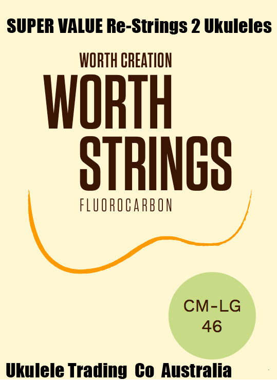 ukulele-trading-co-australia - CM-LG  Worth Clear Medium Low-G Soprano/Concert ukulele Strings - 2 Restrings per Packet = Super Value - Worth - Strings