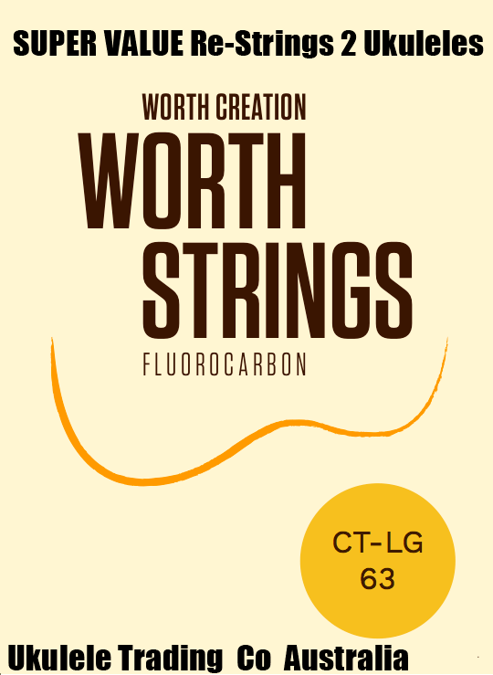 ukulele-trading-co-australia - CT-LG Worth Clear Low-G Tenor Ukulele Strings - 2 Restrings per Packet - Worth - Strings