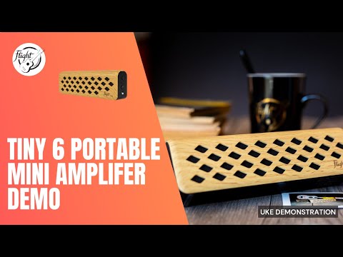 Flight Tiny6 Ukulele Amplifier 6 watts, two speakers Bluetooth Functionality Loud and long-lasting portable amplifier Fits in a day pack or gig bag pocket 2 Channels so you can play along to backing tracks Ukulele Trading Co Australia