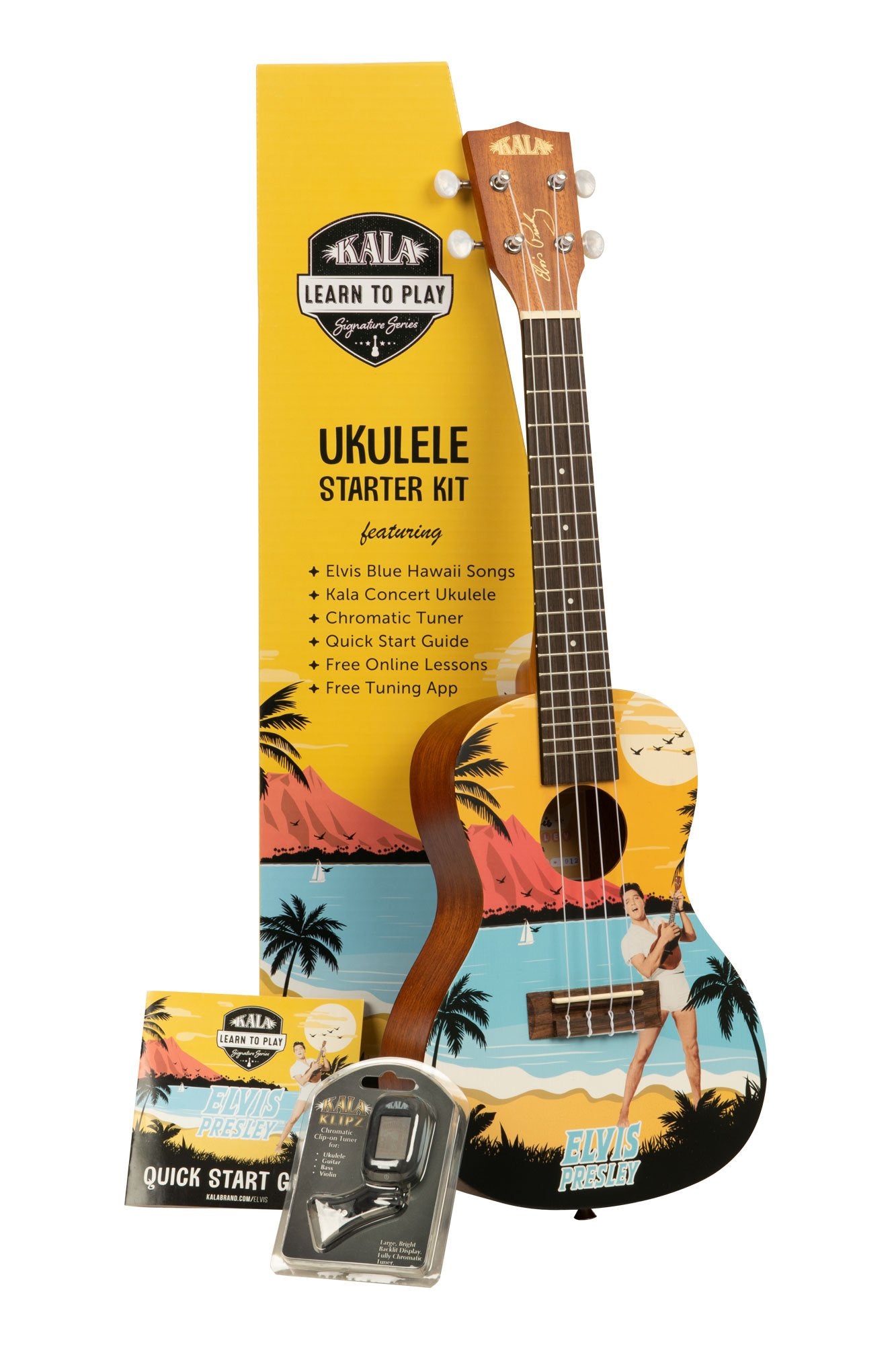 KALA-LTP-C-EBH Elvis BLUE HAWAII Concert Signature Series LEARN TO PLAY ELVIS CONCERT UKULELE STARTER KIT WITH FREE GIGBAG AND LESSON UKULELE TRADING CO AUSTRALIA