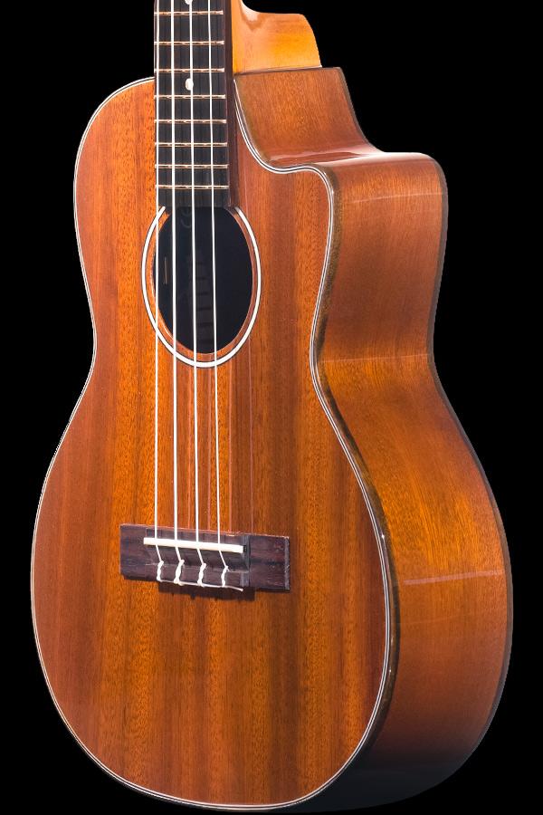 TK-35GCE Tenor Ukulele. Ohana Solid Mahogany Tonewood. Cutaway, Pickup/EQ/Tuner, Ohana Logo Gigbag The tone of mahogany is warm, rich, and mellow. Ohana creates a mahogany Tenor Ukulele with excellent projection and resonance. Truly nice instrument to listen to. Has everything, a mahogany uke of this calibre should have.  Ohana constructs their Ukuleles of a light, resonant material. Ukulele Trading Co Australia